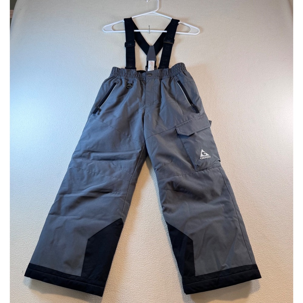 Gerry Snow Bibs Kids Size S 7/8 Gray Insulated Ski Pants Adjustable Suspenders
